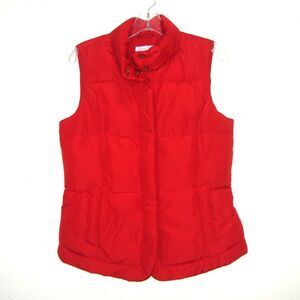 Charter Club Red Quilted Puffer Vest Womens Size M Zip Up & Snap